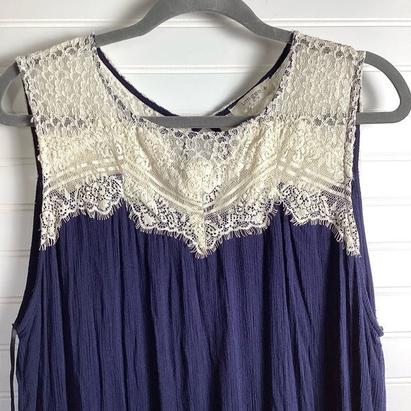 Umgee Sleeveless Lace Mini Dress cream and Blue Size 2XL - Picture 2 of 7
